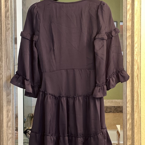 Albany Bell Sleeve Frill Dress Navy - Picture 2 of 2